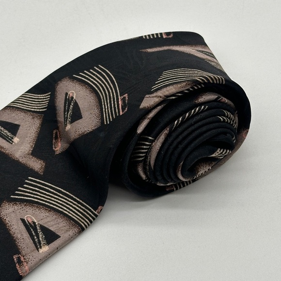 PIERRE BALMAIN COUTURE Black Gold 100% Italian Silk Tie Necktie Extra Long EUC - Picture 3 of 6